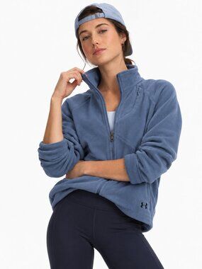 Under Armour Women's Full Zip Fleece Jacket Blue Mock Neck Athletic Size S